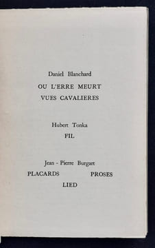 Liasse, 3ème numéro, mars 1976. . BURGART (Jean-Pierre). BLANCHARD (Daniel). TONKA (Hubert). 