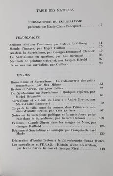 Cahiers du 20ème siècle. Permanence du surréalisme : n°4, 1975. . BERIMONT (Luc). CAILLOIS (Roger). GUILLEVIC. HEROLD (Jacques). MILNER (Max). CELLIER ...