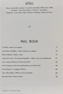 Atoll : n°1, novembre-décembre 1967 / janvier 1968. Paul Nizan. 
