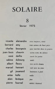 Solaire. Revue trimestrielle de poésie. N°8, février 1975.