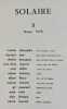 Solaire. Revue trimestrielle de po&eacute;sie. N&deg;8, f&eacute;vrier 1975. . ALEIXANDRE (Vicente). AMY (Bernard). BOURGEOIS (Charles). DUBOURG (Sabine). HENNART ...