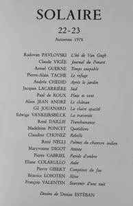 Solaire. Revue trimestrielle de poésie. N°22-23, automne 1978.