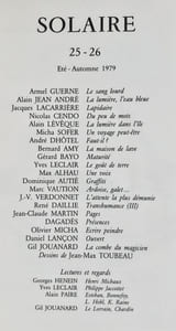 Solaire. Revue trimestrielle de poésie. N°25-26, été-automne 1979.