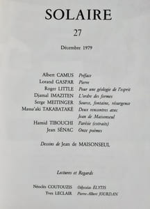Solaire. Revue trimestrielle de poésie. N°27 décembre 1979.