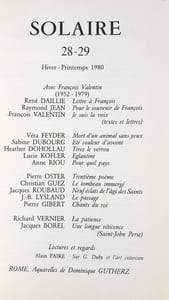 Solaire. Revue trimestrielle de poésie. N°28-29, hiver-printemps 1980.