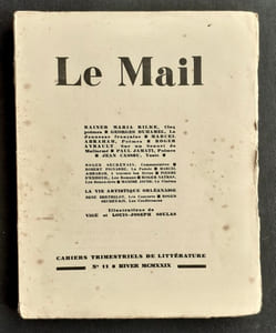 Le Mail, cahiers trimestriels de littérature: n°11, hiver 1929. 