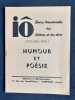 Io, revue bimestrielle des lettres et des arts, n&deg;5, novembre-d&eacute;cembre 1951 : Humour et po&eacute;sie.. GALI (Christian). MONTREUIL (Pierre). BERTRAND ...