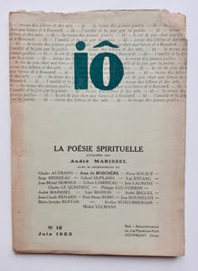 Io, revue des lettres et des arts, n°12, juin 1953.