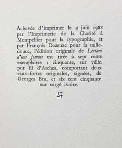 Lecture d'une femme. 