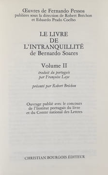 Le livre de l'intranquilité. Volume II.. PESSOA (Fernando).