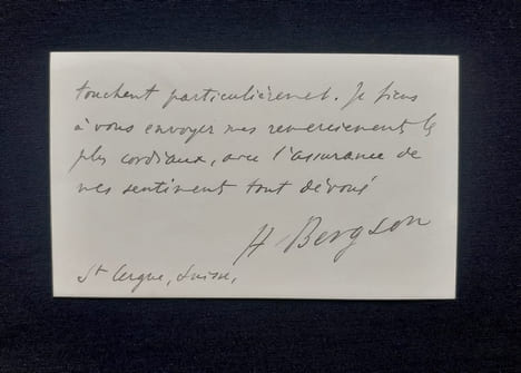 Henri Bergson Prix Nobel de Littérature 1927. Autographes à propos de la rédaction de son discours de réception à Stockholm en décembre 1928.. BERGSON ...