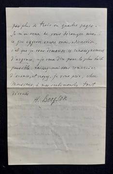 Henri Bergson Prix Nobel de Littérature 1927. Autographes à propos de la rédaction de son discours de réception à Stockholm en décembre 1928.. BERGSON ...
