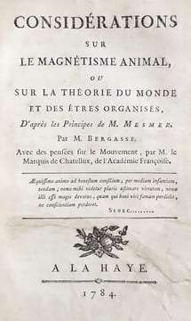 5 livres de 1784 et 1785 relié en un volume sur le magnétisme animal : Aphorismes de M. Mesmer dictés à l'assemblée de ses élèves et dans lesquels on ...