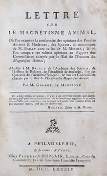 5 livres de 1784 et 1785 relié en un volume sur le magnétisme animal : Aphorismes de M. Mesmer dictés à l'assemblée de ses élèves et dans lesquels on ...