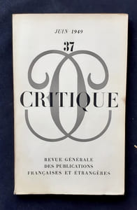 Critique. Revue générale des publications françaises et étrangères. N°37, juin 1949.