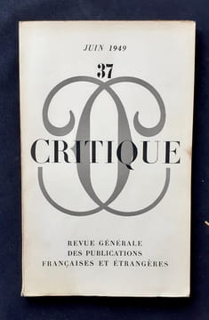 Critique. Revue générale des publications françaises et étrangères. N°37, juin 1949.. BATAILLE (Georges). MOUNIN (Georges). LEIBOWITZ (René). ...