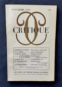 Critique. Revue générale des publications françaises et étrangères. N°90, novembre 1954. par CATTAUI (Georges). ASTRE (Georges-Albert). AJURIAGUERRA (Julian de). M’UZAN (Michel de). NIEL (André). BOURRICAUD (François). LÊ THANH KHOI.
