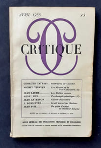 Critique. Revue générale des publications françaises et étrangères. N°95, avril 1955.