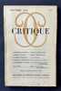 Critique. Revue g&eacute;n&eacute;rale des publications fran&ccedil;aises et &eacute;trang&egrave;res. N&deg;113, octobre 1956.. CATTAUI (Georges). PICON (Ga&euml;tan). BORGAL (Cl&eacute;ment). ...