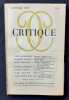 Critique. Revue g&eacute;n&eacute;rale des publications fran&ccedil;aises et &eacute;trang&egrave;res. N&deg;116, janvier 1957.. BIGONGIARI (Piero). NATHAN (Monique). LEIBOWITZ (Ren&eacute;). ...