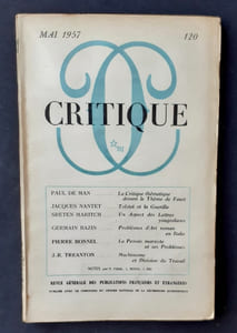 Critique. Revue générale des publications françaises et étrangères. N°120, mai 1957.