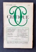 Critique. Revue générale des publications françaises et étrangères. N°125, octobre 1957. par BRECHON (Robert). MAZOYER (Jean). WAINSTEIN (Lia). JUIN (Hubert). WEIL (Eric). NIEL (Henri). DAVID (Madeleine V.).