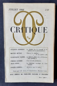 Critique. Revue générale des publications françaises et étrangères. N°230, juillet 1966.