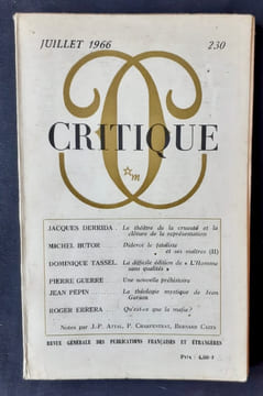 Critique. Revue générale des publications françaises et étrangères. N°230, juillet 1966.. DERRIDA (Jacques). BUTOR (Michel). TASSEL (Dominique). ...