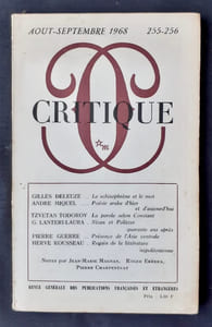 Critique. Revue générale des publications françaises et étrangères. N°255-256, août-septembre 1968.