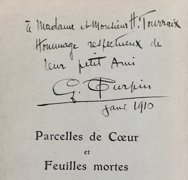 Parcelles de Cœur et Feuilles mortes. Poèmes.. TURPIN (Georges). APOLLINAIRE (Guillaume).