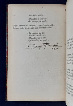 Parcelles de Cœur et Feuilles mortes. Poèmes.. TURPIN (Georges). APOLLINAIRE (Guillaume).