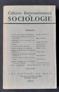 Cahiers internationaux de sociologie. Volume XII, 1952.