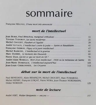 Mesure n°2, 1989. La mort de l’intellectuel. . TODOROV (Tzvetan). GUYAUX (André). GERBOD (Françoise). MORELLO (André-Alain). DOMENACH (Jean-Marie). ...