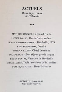 Actuels: n°27/28, décembre 1984. Hölderlin.