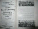 Programme Genève 1923 La fête de la jeunesse et de la joie. JAQUES-DELACROZE E.
