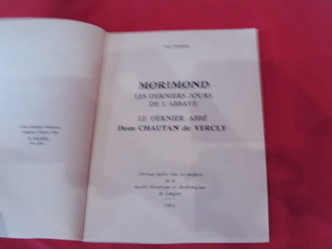 Morimond. Les derniers jours de l'abbaye. Le dernier abbé Dom Chautan de Vercly. . [LORRAIN] - SALMON (Jean)