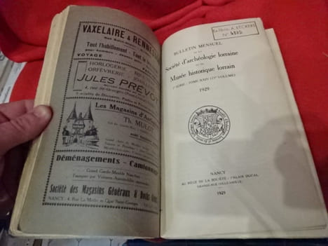 Bulletin mensuel de la Société d’Archéologie lorraine et du Musée historique lorrain, deuxième série, tome XX, LXIXe volume, 1925, à deuxième série, ...