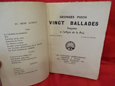 N° 003. – Vingt ballades frappées à l’effigie de la Paix, précédées de Stances et suivies d’un Sonnet. 
