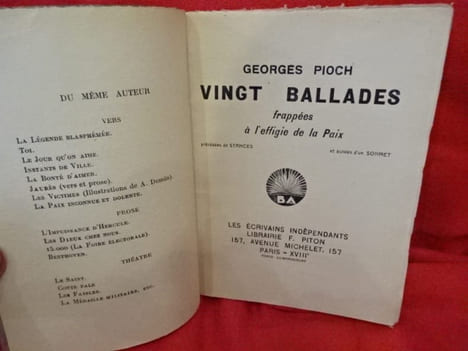 N° 003. – Vingt ballades frappées à l’effigie de la Paix, précédées de Stances et suivies d’un Sonnet. . [PHILOSOPHIE SCIENCES HUMAINES] - PIOCH ...