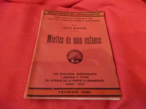 N° 014. – Miettes de mon enfance. . [PHILOSOPHIE SCIENCES HUMAINES] - RIOTOR (Léon)