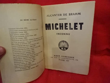 N° 080. – Michelet, inconnu. – Biographie. . [PHILOSOPHIE SCIENCES HUMAINES] - BRAHM (Alcanter de)