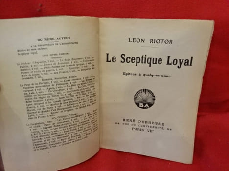 N° 087. – Le Sceptique Loyal, épitres à quelques-uns…. . [PHILOSOPHIE SCIENCES HUMAINES] - RIOTOR (Léon)