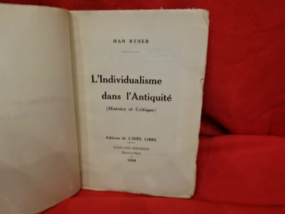 L’Individualisme dans l’Antiquité (Histoire et Critique).