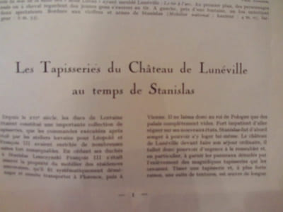 Les Tapisseries du Château de Lunéville au temps de Stanislas. 