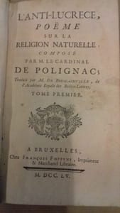 L'Anti-Lucrece, poëme sur la religion naturelle.  
