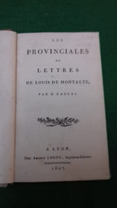 Les provinciales ou lettres de Louis de Montalte.