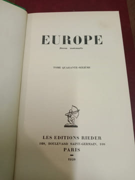EUROPE (Revue) Revue litteraire Mensuelle. Du tome XXV Janvier 1931 au tome L Aout 1939. . REVUE EUROPE