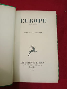 EUROPE (Revue) Revue litteraire Mensuelle. Du tome XXV Janvier 1931 au tome L Aout 1939. . REVUE EUROPE