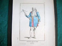 Gravure costume Ancien Militaire de Frize De Labbe Chape (en couleurs).