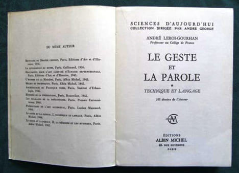 Le geste et la parole. Technique et langage.. LEROI-GOURHAN André